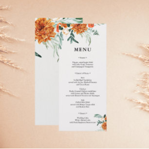 Textured Boho Pampas Grass Wedding Menu Card 