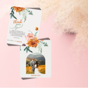 Textured Boho Pampas Grass Wedding Thank You Card 