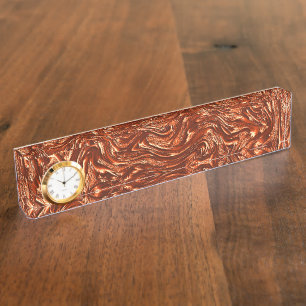 Textured brown terracotta nameplate