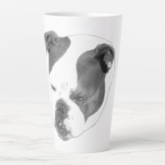 Textured bulldog portrait with bold contrast latte mug (Front)