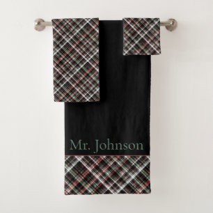 Textured Christmas tartan.  Bath Towel Set