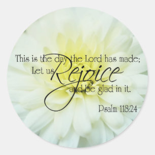 Textured Chrysanthemum Psalm 118:24 Classic Round Sticker