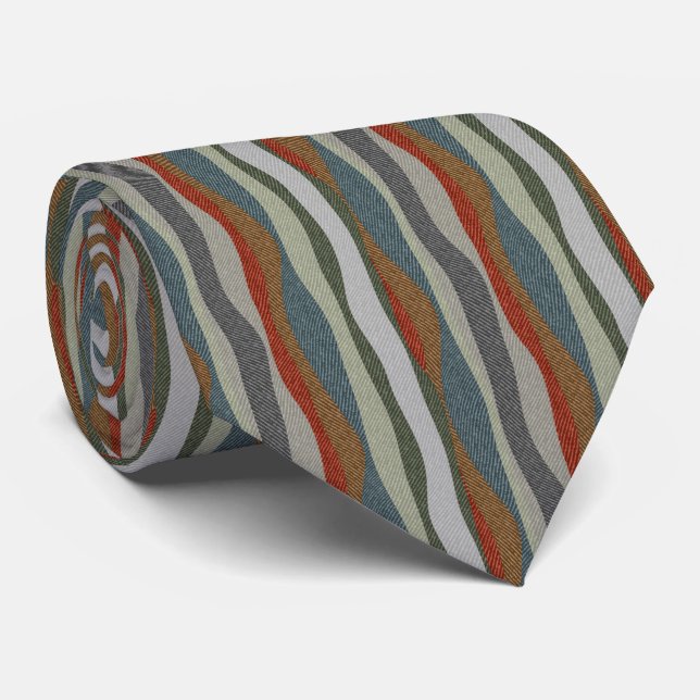Textured Colourful Herringbone Striped Tie (Rolled)