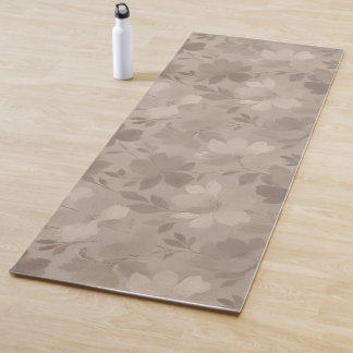 Textured Contemporary Flower Silhouettes Yoga Mat