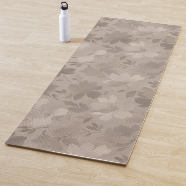 Textured Contemporary Flower Silhouettes Yoga Mat (In Situ)