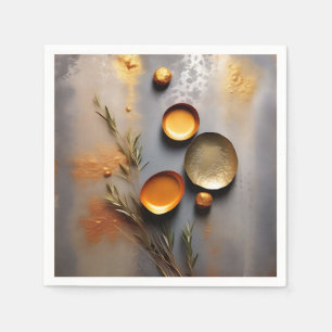 Textured Copper and Ochre Metal Napkin