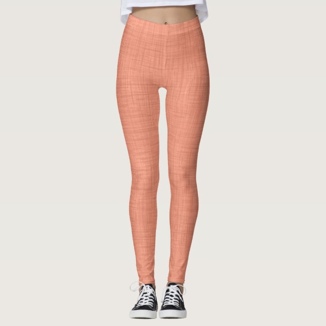 Textured coral "soothing coral".  popular solid leggings (Front)