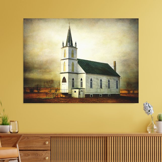 Textured Country Church Canvas Print (Insitu(LivingRoom))