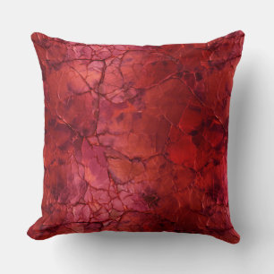 Textured , Cracks Vains in Deep Red Cushion
