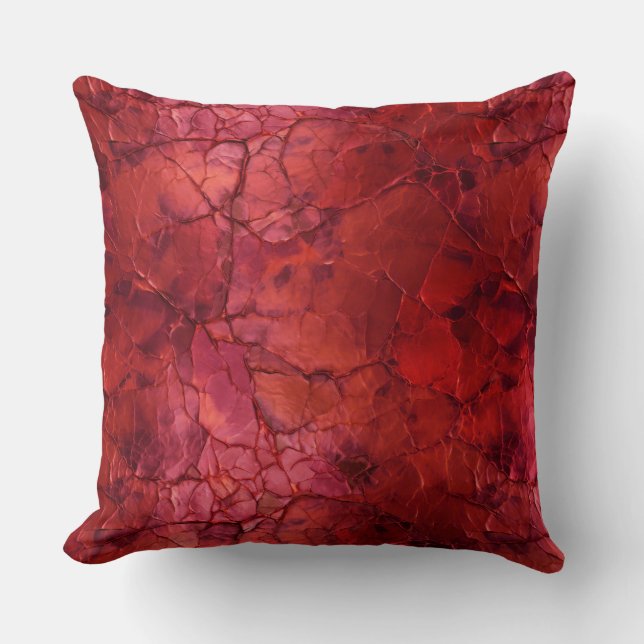 Textured , Cracks Vains in Deep Red Cushion (Front)