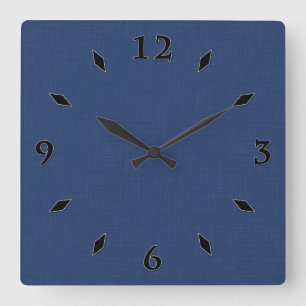 Textured dark Blue   Square Wall Clock