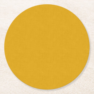 Textured Dark Gold Round Paper Coaster
