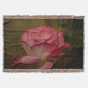 Textured Deep Pink Rose Throw Blanket