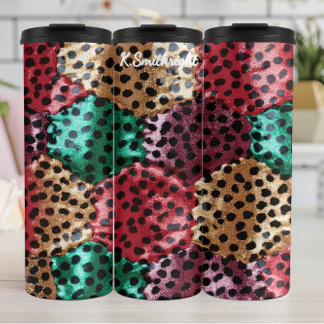 Textured Diagonal Animal Print Swirl Thermal Tumbler