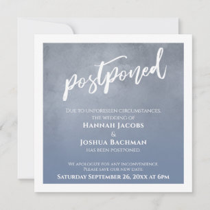 Textured Dusty Blue Ombre Postponed Wedding Card