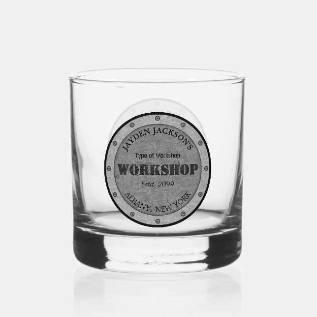 Textured Effect Shop Workshop Shed Man Cave Rocks Whiskey Glass (Front)