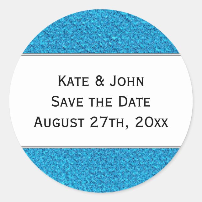 Textured fabric background save the date sticker (Front)