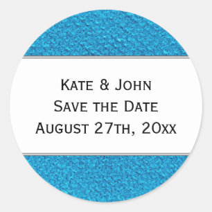 Textured fabric background save the date sticker