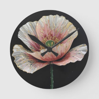 Textured Floral Art – Soft Nature Flower Design Round Clock