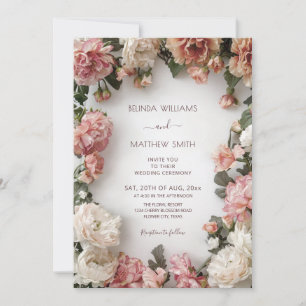 Textured Floral Wreath Wedding Invitation