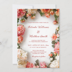 Textured Floral Wreath Wedding Invitation