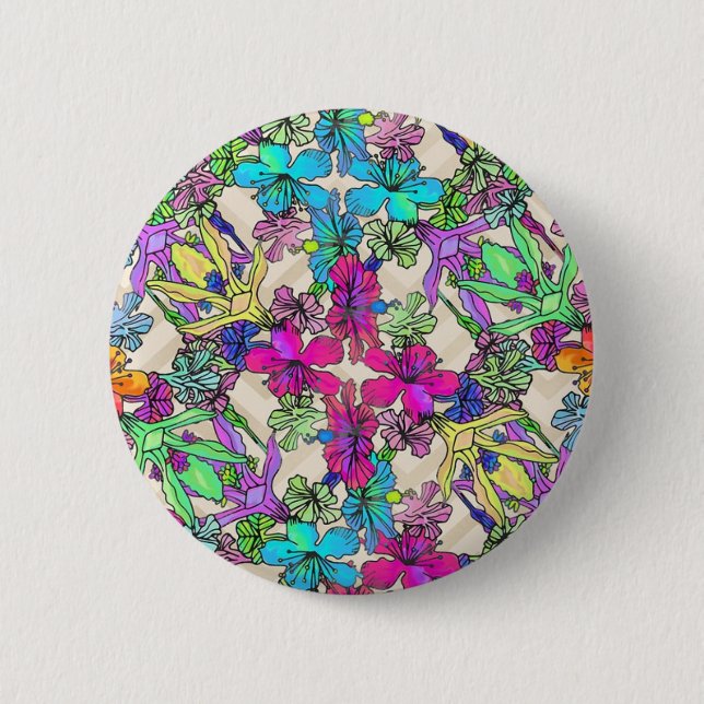 Textured Flower Art 6 Cm Round Badge (Front)