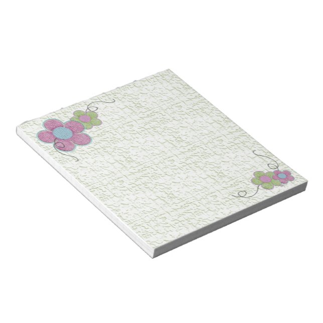 Textured Flowers (green/pink) Notepad (Angled)