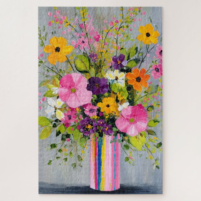 Textured Flowers in a Vase Jigsaw Puzzle (Vertical)