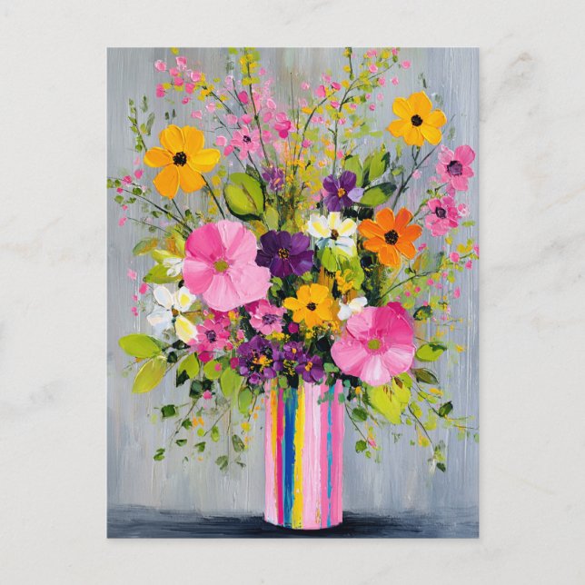 Textured Flowers in a Vase Postcard (Front)