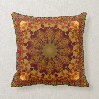 Textured Framed Rust And Gold Mandala Cushion