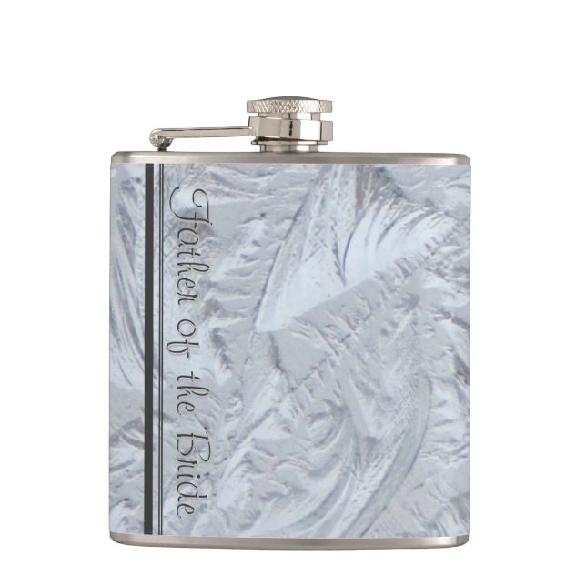 Textured Glass FATHER OF THE BRIDE Hip Flask (Front)