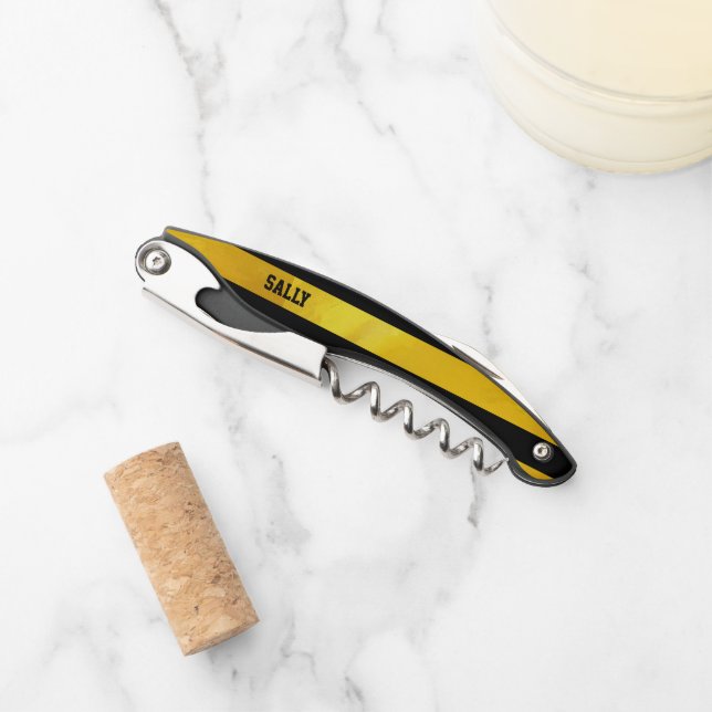 Textured gold and black stripes corkscrew (Front)