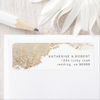 textured gold elegant wedding Return Address Label
