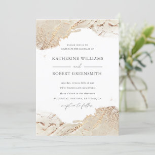 Textured Gold Faux Foil Elegant Wedding Invitation