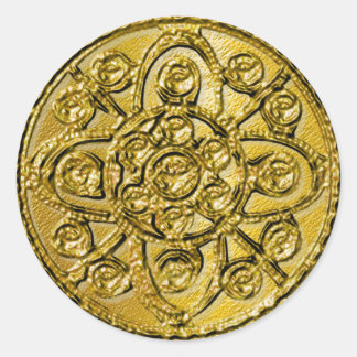 Textured Gold Filigree Classic Round Sticker