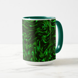 Textured grain metallic green mug