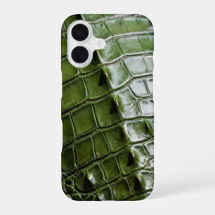 Textured Green Crocodile Leather iPhone 16 Case