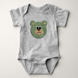 Textured Green Teddy Bear Baby Bodysuit