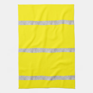Textured grey and yellow stripes tea towel