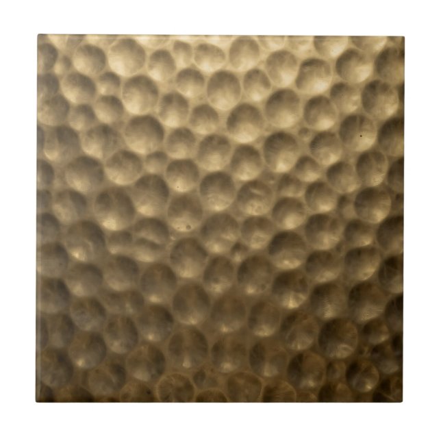 Textured Hammered Metal Bubbles Gold Tile (Front)