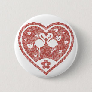 Textured Heart Flamingo Love 6 Cm Round Badge