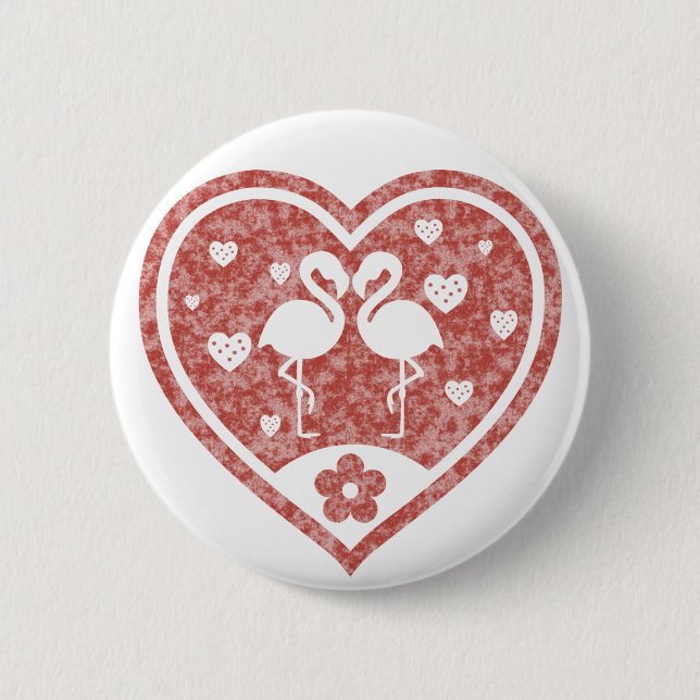 Textured Heart Flamingo Love 6 Cm Round Badge (Front)