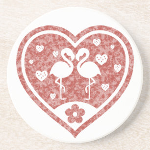 Textured Heart Flamingo Love Coaster