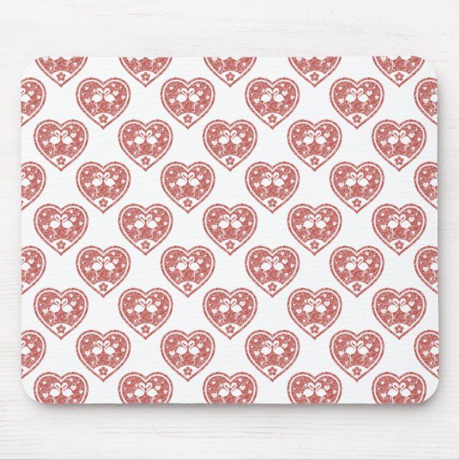Textured Heart Flamingo Love Mouse Pad (Front)
