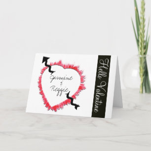 Textured Heart Shaped Outline Hello Custom Holiday Card