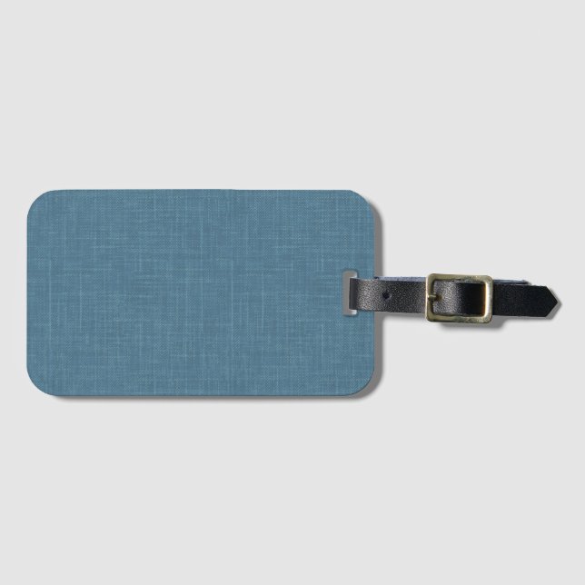 Textured herringbone blue. luggage tag (Front Horizontal)
