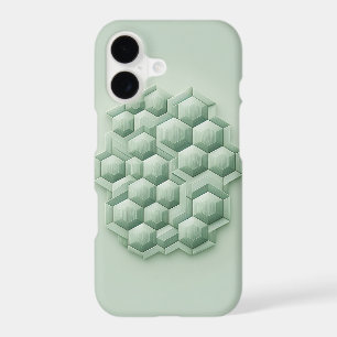 Textured Hexagons, Geometric Phone Case, Mint Gree