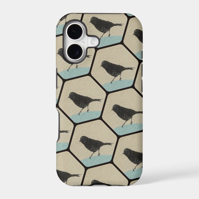 Textured Hexagons with Black Birds (Back)