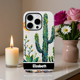 Textured Impasto Desert Cactus Smartphone iPhone 16 Pro Case