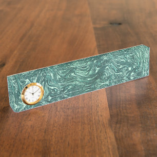 Textured jade and cyanish green shades nameplate